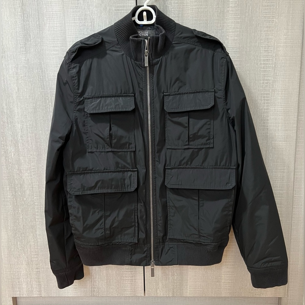 KENNETH COLE REACTION Black Bomber Jacket Size M